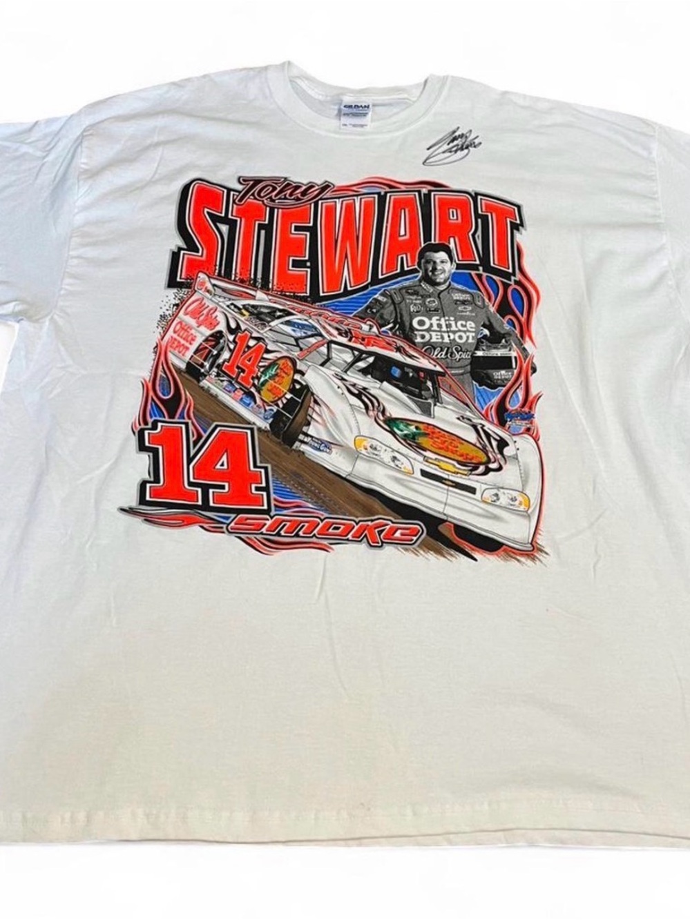 Vintage Men’s Tony Stewart NASCAR Double Sided Graphic Signed Shirt Sz 2XL
